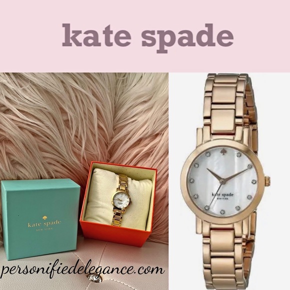 Kate Spade Gramercy Gold Tone Stainless Steel Crystal Accented Watch - Picture 1 of 16